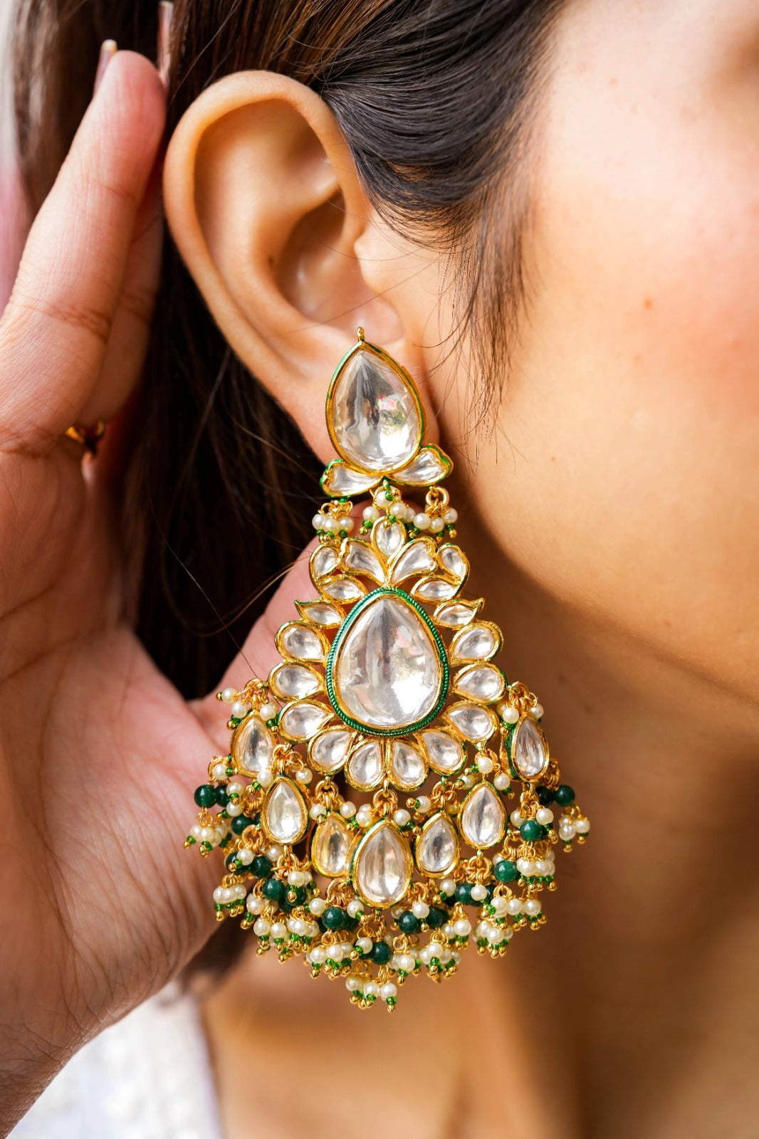Zaina Kundan Gold Plated Fusion Earrings