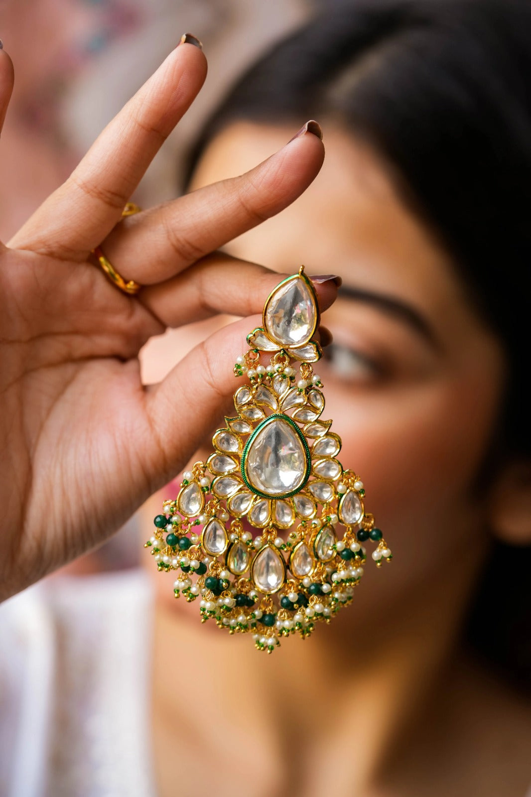 Zaina Kundan Gold Plated Fusion Earrings