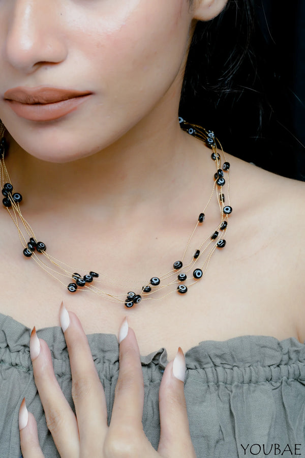 Black Evil Eye Layered Choker