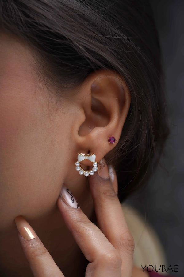 Bow Pearl Studs