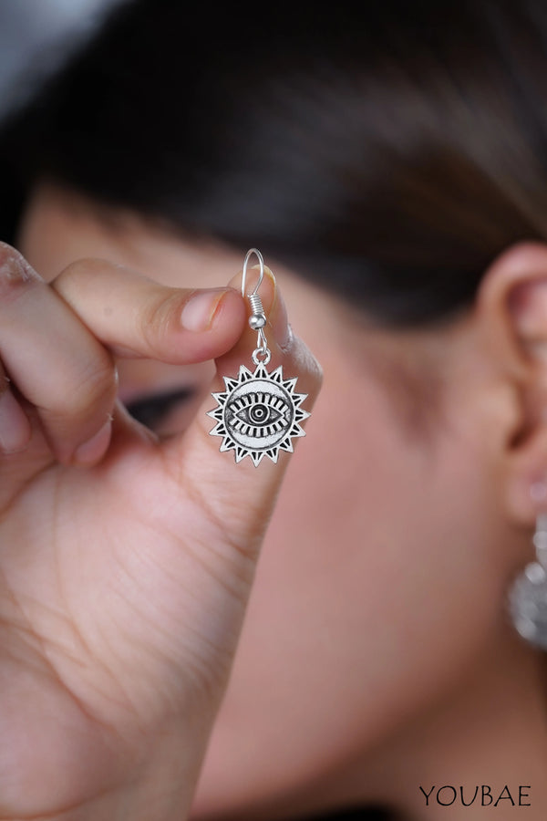 Evil Eye Silver Drop Earrings