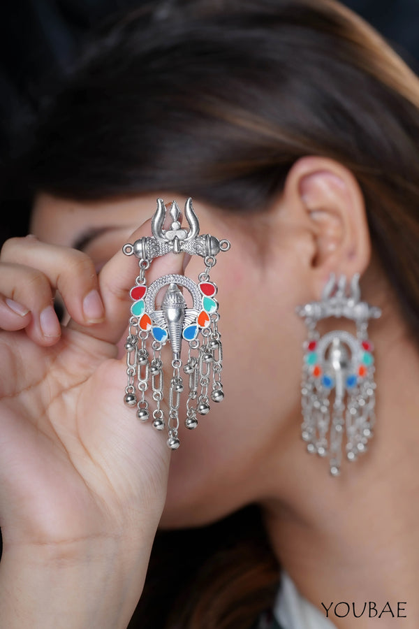 Trishul Ganesha Earrings