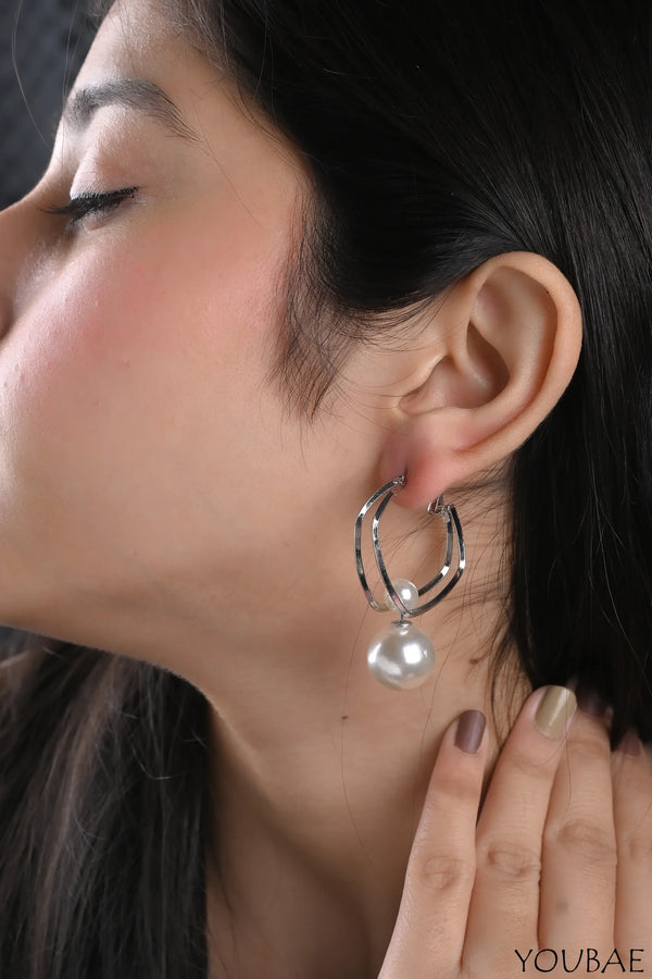 Five in one Square Silver Hoop and Stud Combo