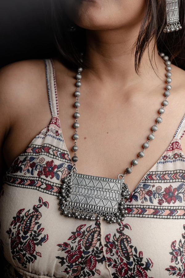 Huma Oxidised Neckpiece Set-With Matching Earrings