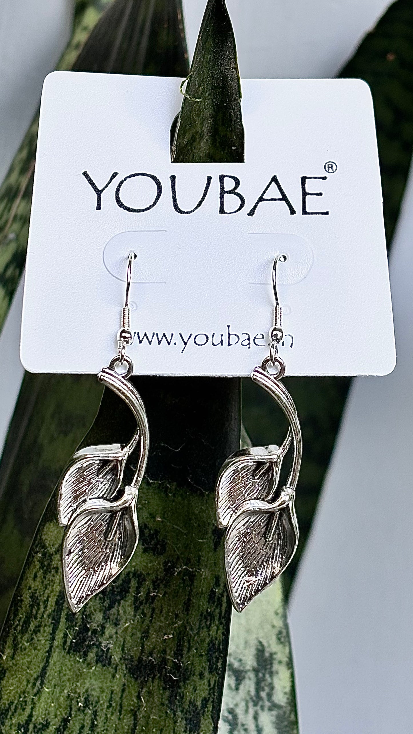 Duo Leaf Bling Drop Earrings