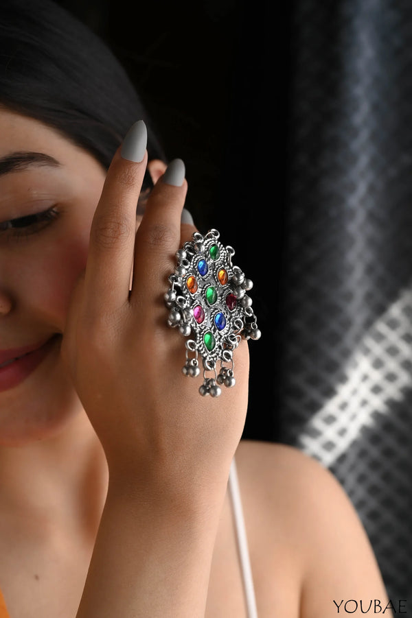 Leilah Oxidised Ring