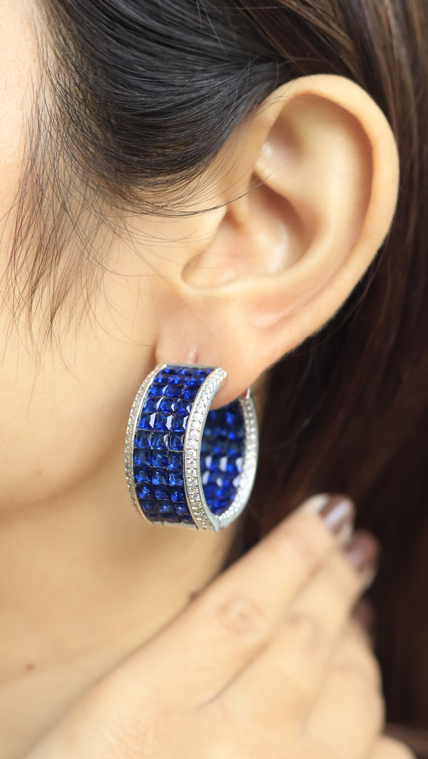 Larisa Invisible Stone Setting AD Hoops