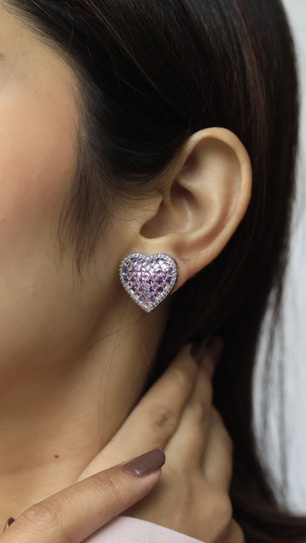Myrna Invisible Stone Setting AD Heart Studs