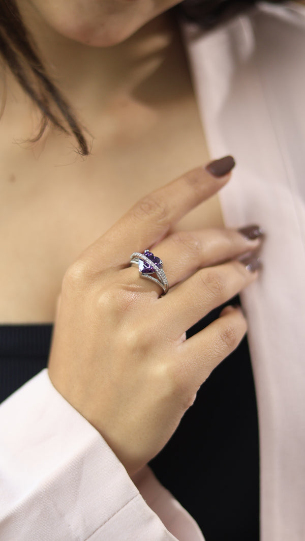 Sorcha Swarovski Look Alike Free Sized Adjustable AD Ring