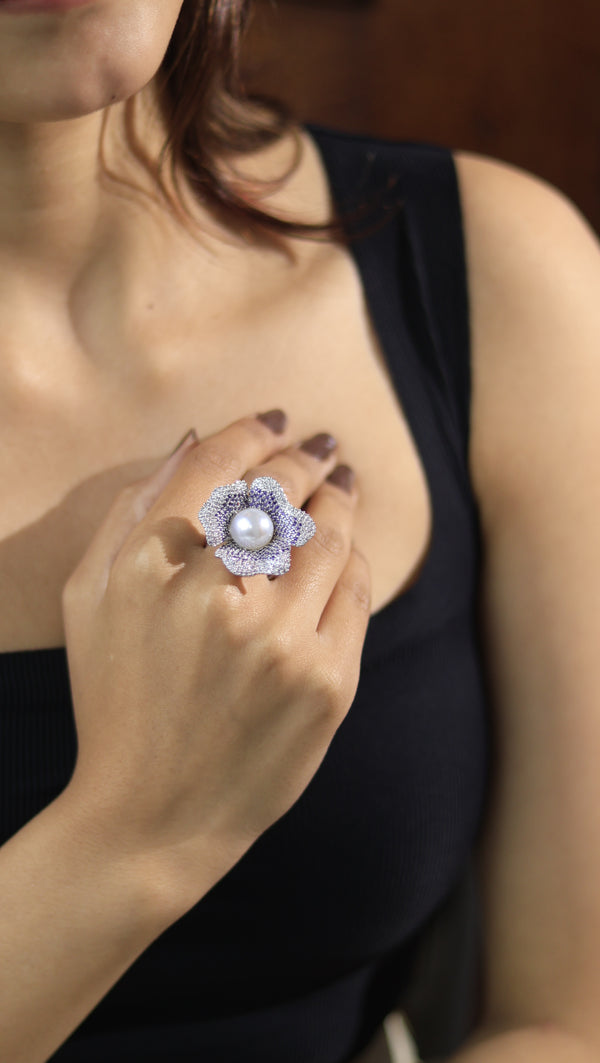 Meabh Free Sized Adjustable AD Pearl Ring