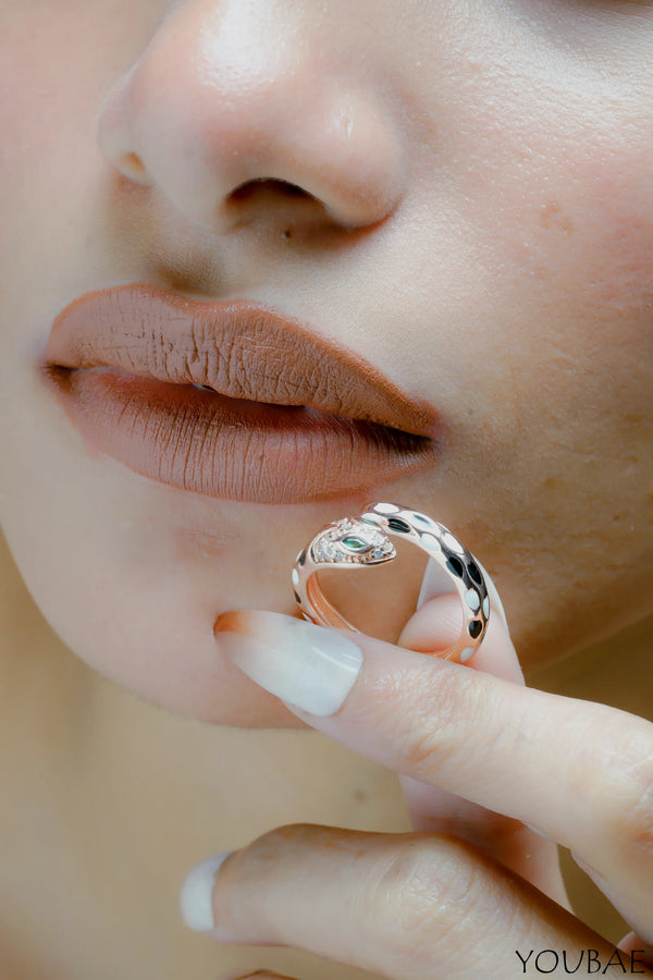 Studded Snake Stainless Steel Adjustable Ring