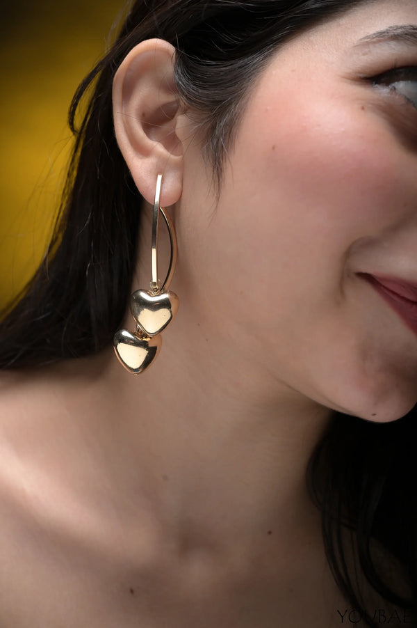Twin Heart Drop Earrings