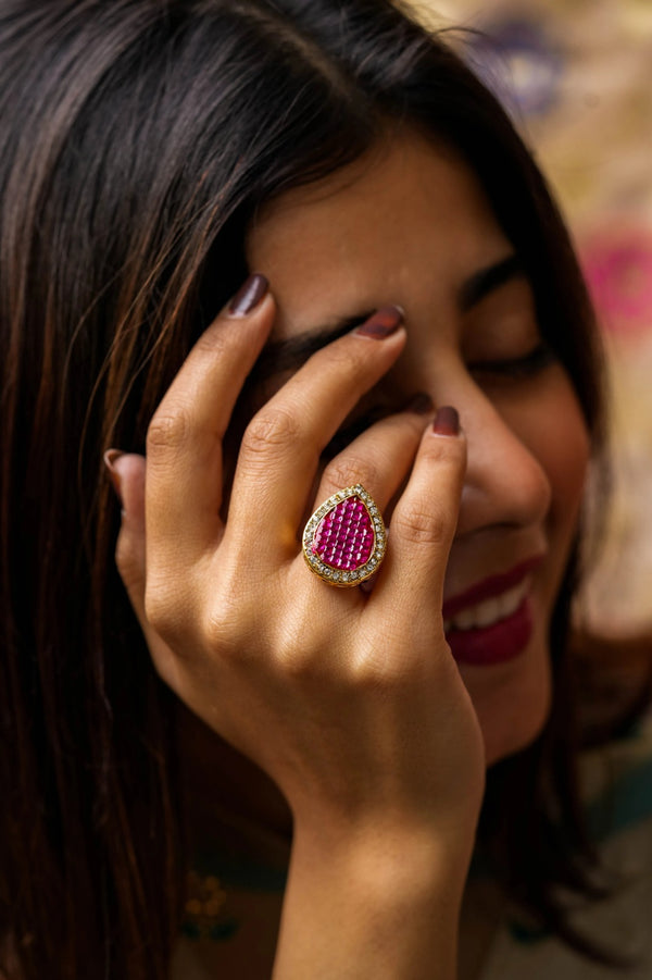 Ojal Gold Plated Fusion Adjustable Ring