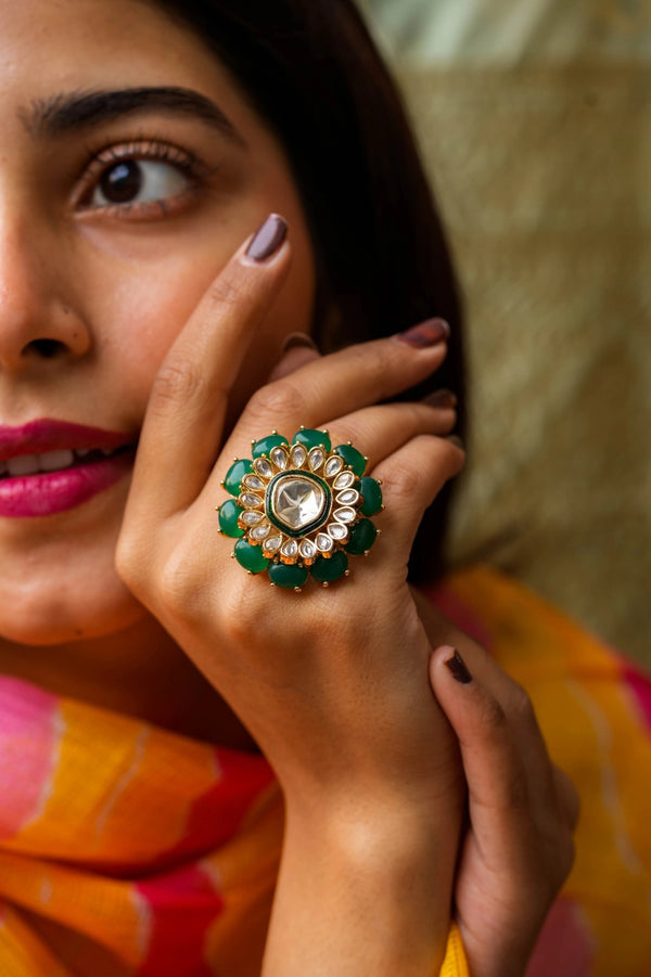 Nazeeya Kundan Adjustable Ring