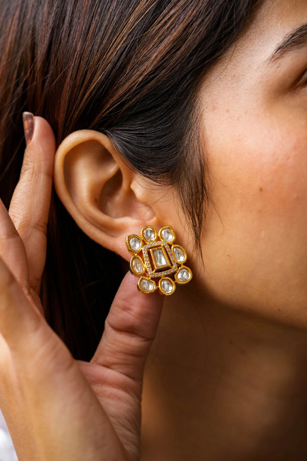 Mammootty Kundan Gold Plated Fusion Studs