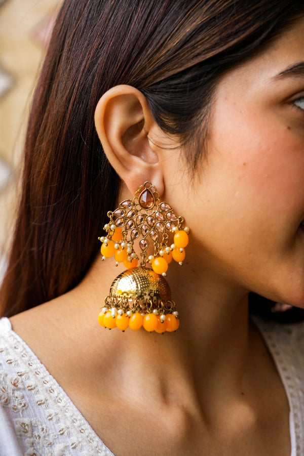 Tarini Gold Plated Fusion Jhumka Earrings