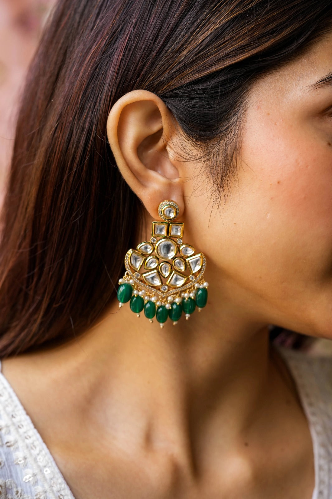 Vamika Kundan Gold Plated Fusion Earrings