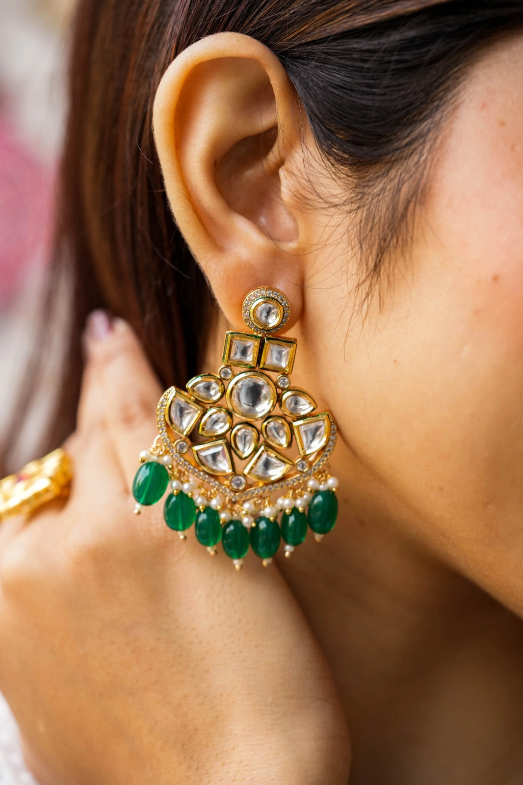 Vamika Kundan Gold Plated Fusion Earrings
