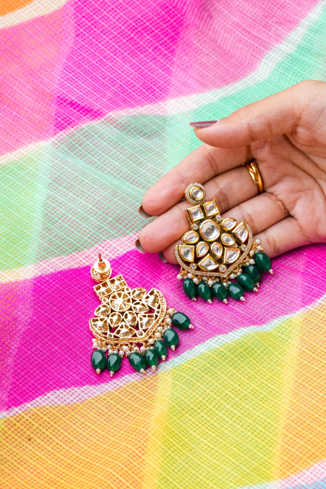 Vamika Kundan Gold Plated Fusion Earrings