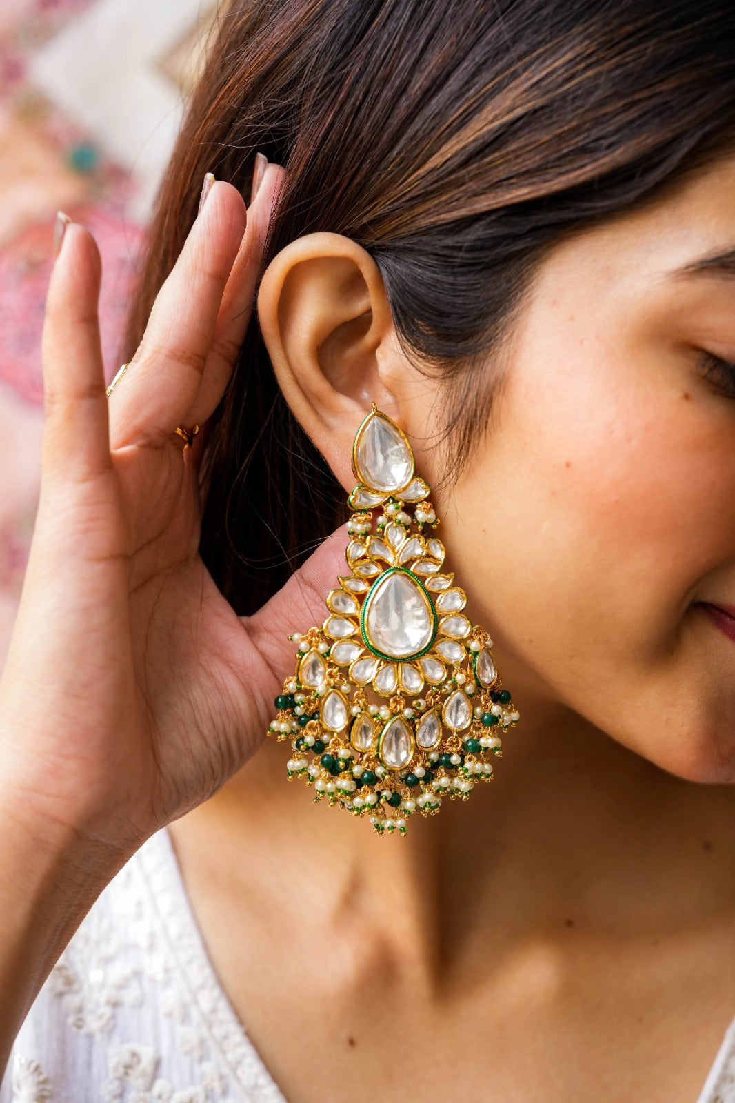 Zaina Kundan Gold Plated Fusion Earrings