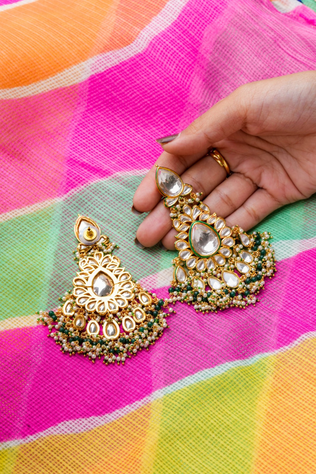 Zaina Kundan Gold Plated Fusion Earrings