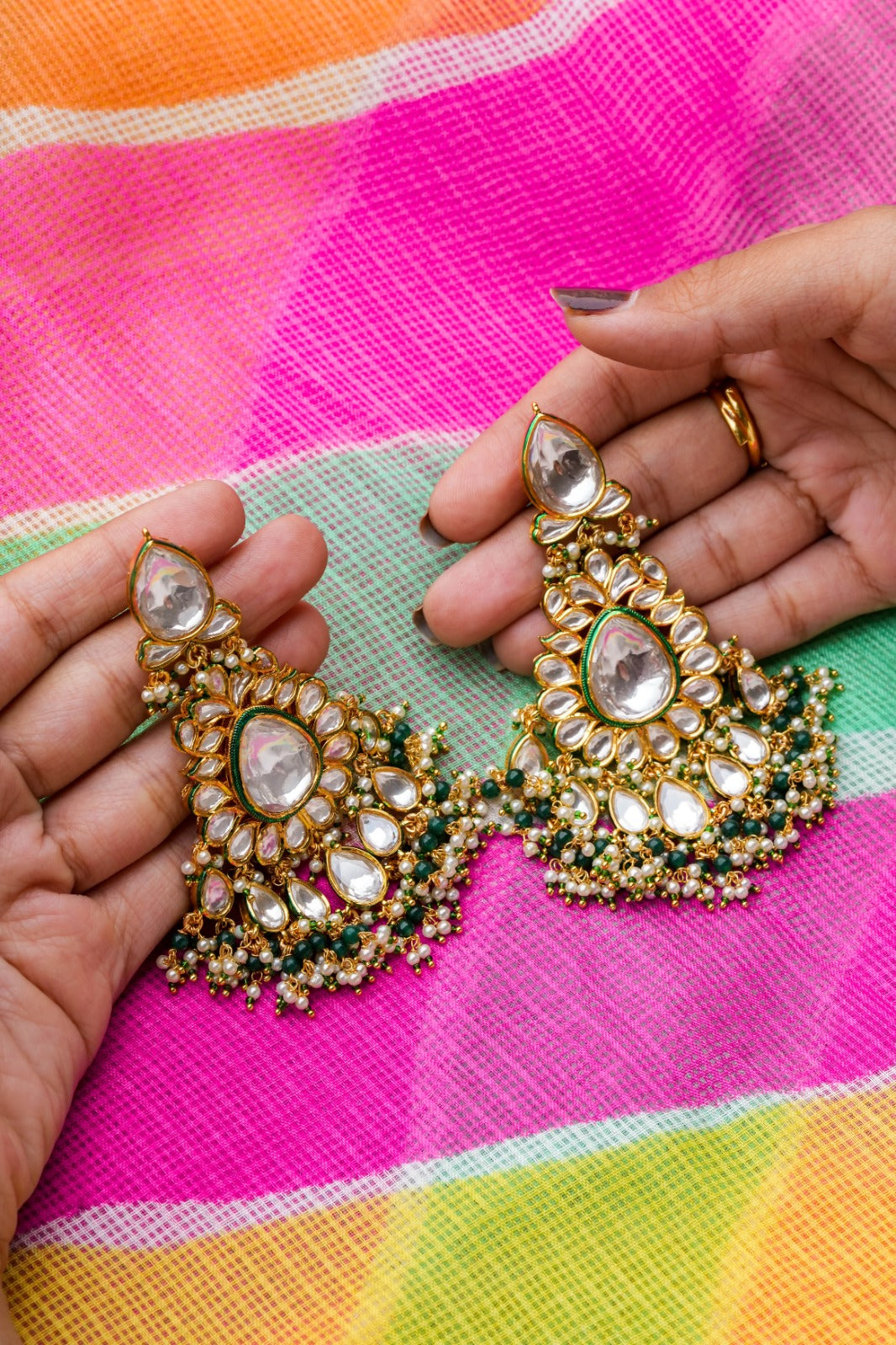 Zaina Kundan Gold Plated Fusion Earrings