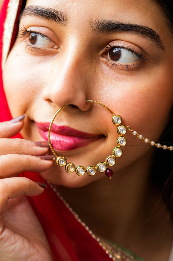 Kaashvi Gold Plated Kundan Nath