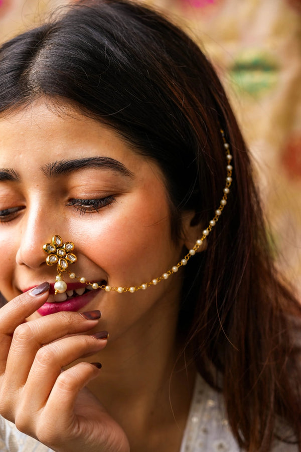 Harini Gold Plated Kundan Nath