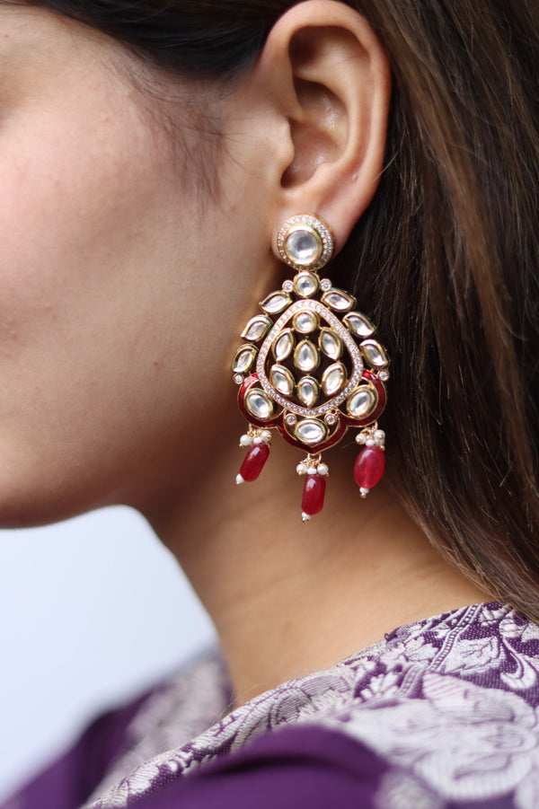 Daivya Gold Plated Kundan Jhumka Earrings