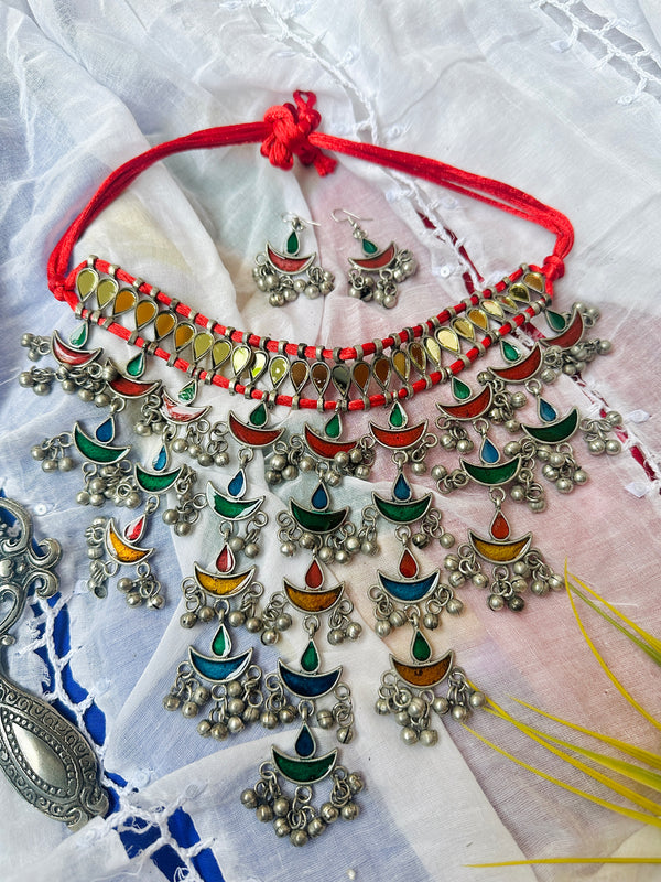 Reet Neckpiece Set-With Matching Earrings-With Earring